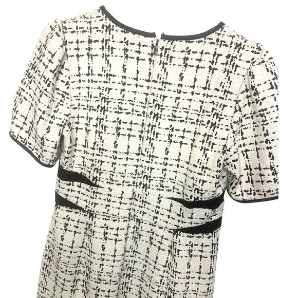 Karl Lagerfeld Paris Retro Midi Tulip Dress 8 White Black Tweed Holiday Preppy - Picture 5 of 8